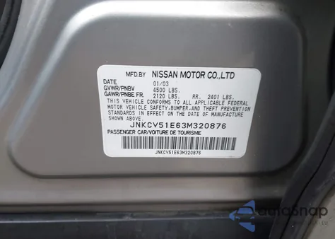 2003 Infiniti G35 Luxury Leather z USA, uszkodzony, nr VIN JNKCV51E63M320876